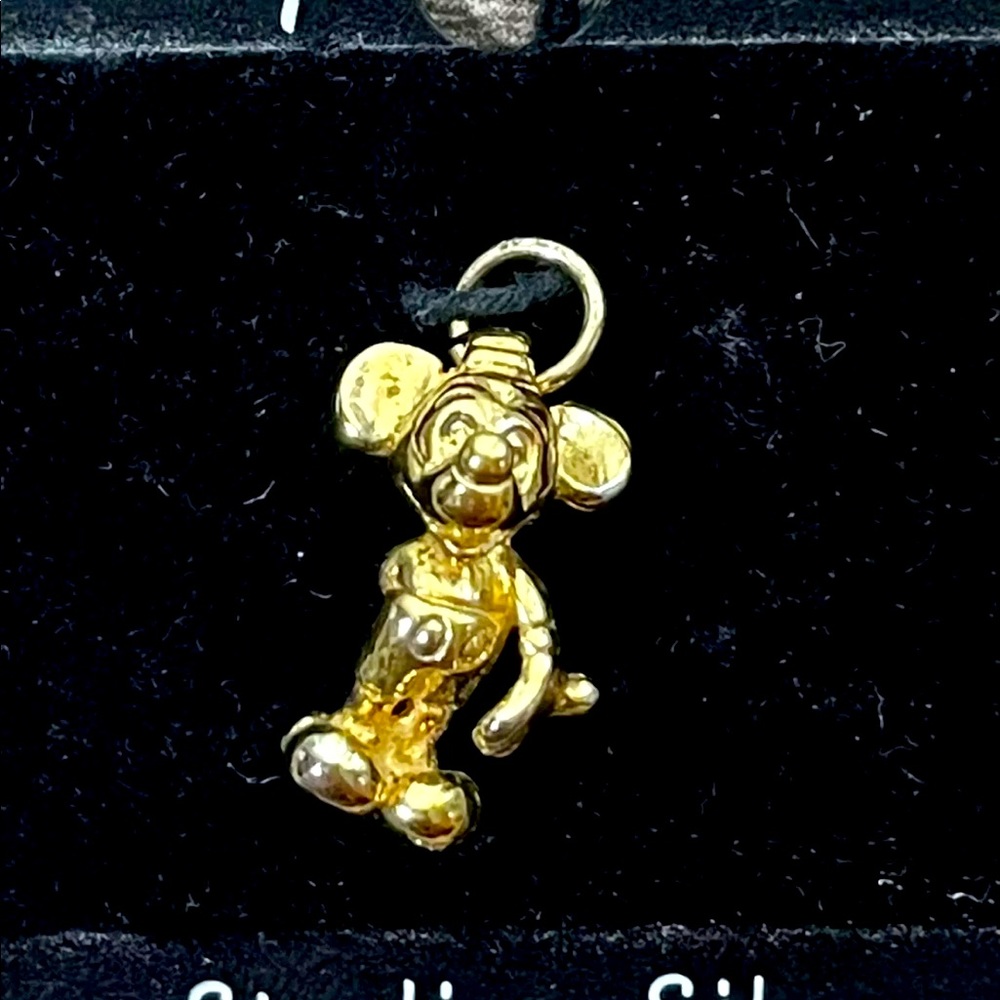 VTG 1990’s DISNEY COMPANY STERLING SILVER “MICKEY MOUSE CHARM W/ GOLD-FINISH -